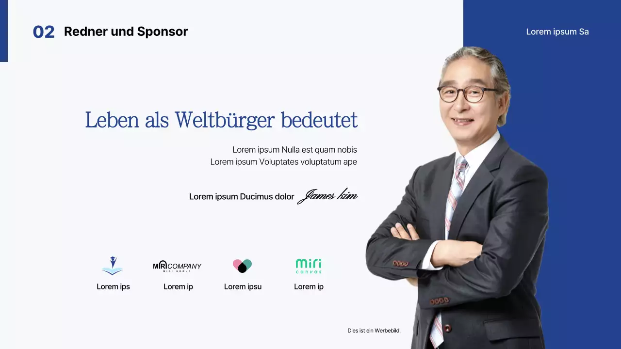 Einfache weiß-blaue Universitätspräsentation für einen Scheinwettbewerb