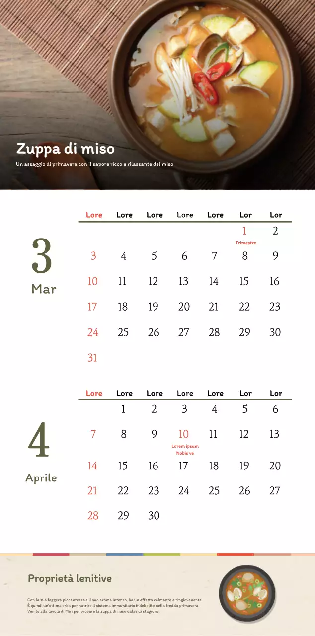 Calendario dei coupon del ristorante coreano tradizionale in beige e marrone