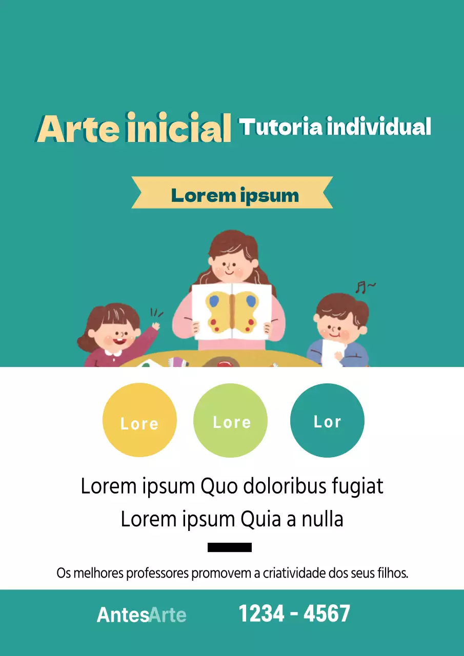 Ilustração turquesa promoção de escola de arte