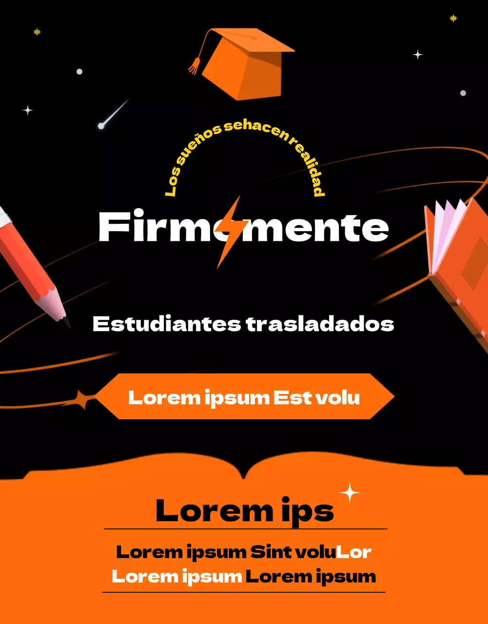 Un concepto del espacio exterior con toques naranjas Presentación de una escuela de transferencia única y divertida