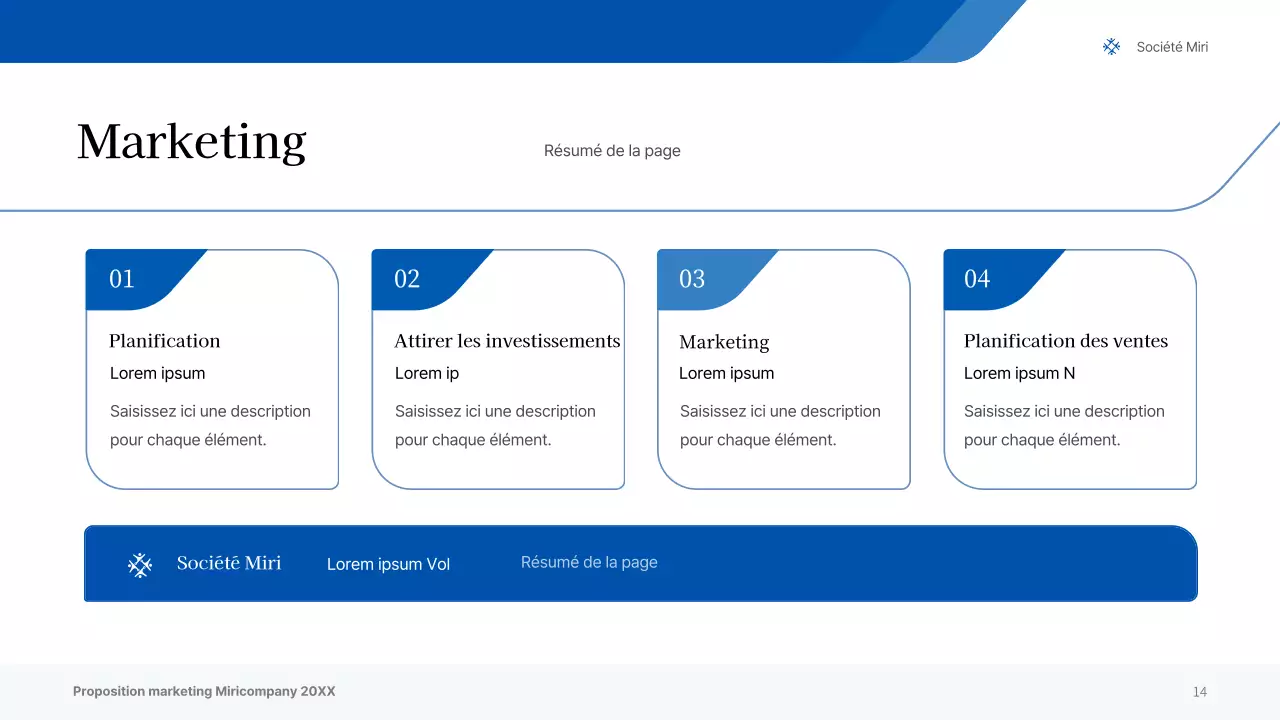 Une présentation d'entreprise simple dans les tons bleu et gris
