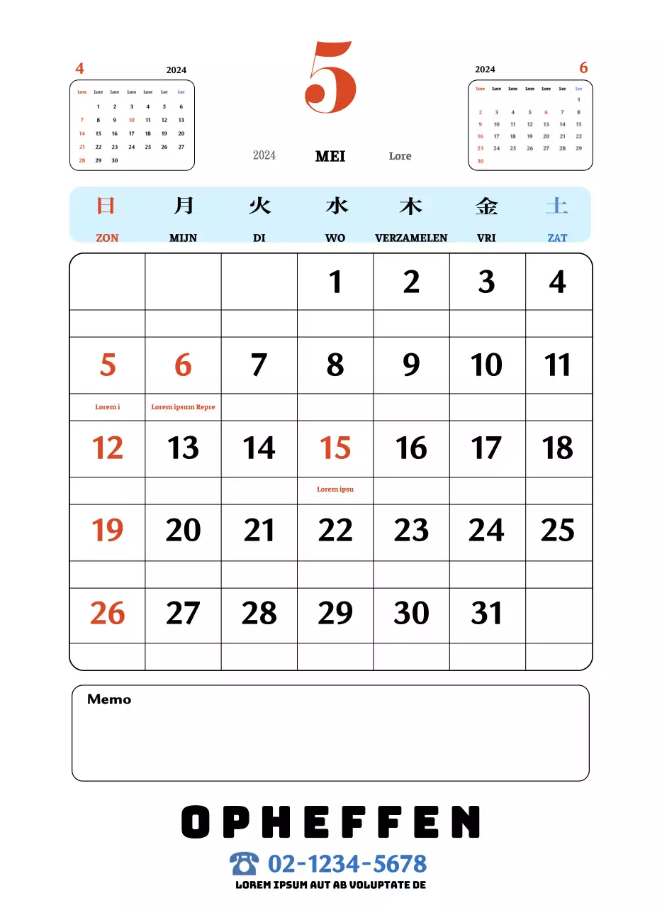 Rode en blauwe retro onderzetters memory kalender