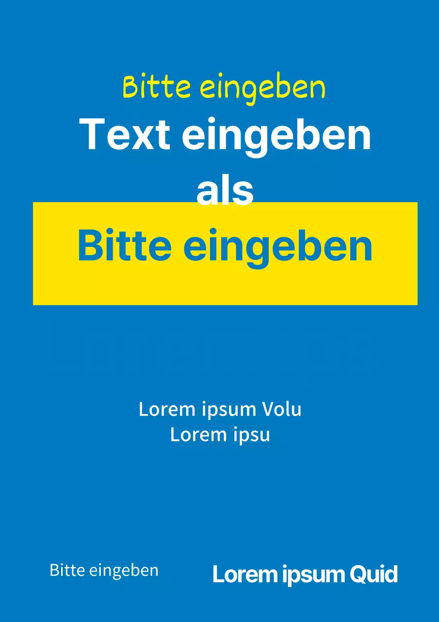 Ein einfaches Werbemittel mit blauem und gelbem Text
