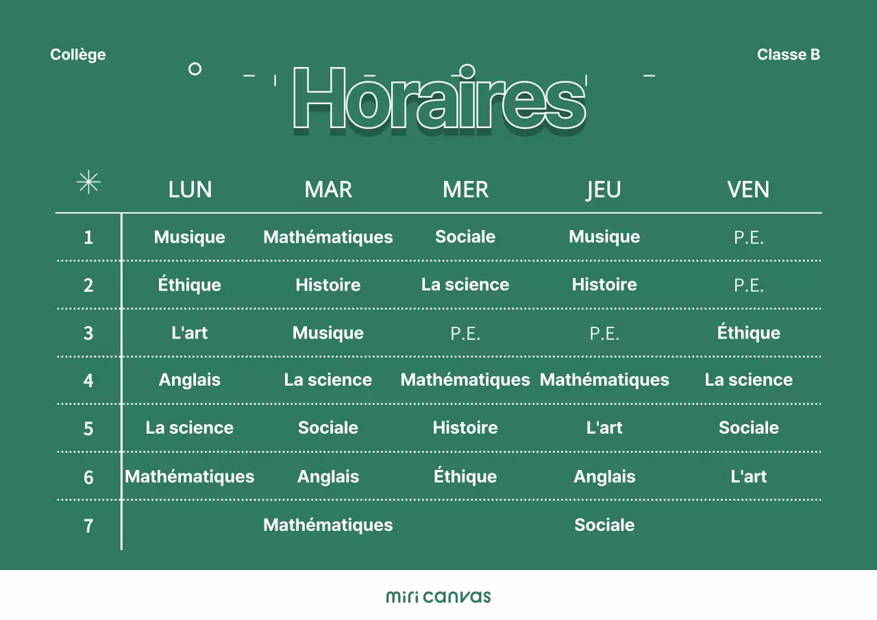 Horaires scolaires avec un concept simple