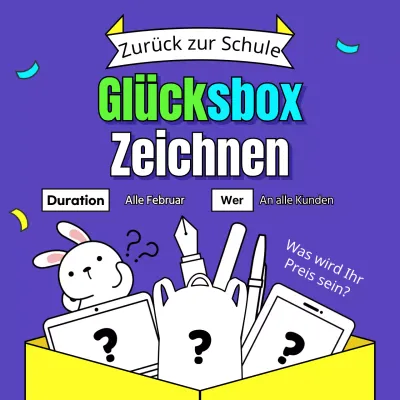 Glücksbox-Verlosung mit neonblauem, süßem Preiskonzept