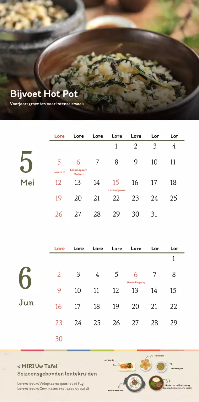 Traditioneel Koreaans restaurant concept coupon kalender in beige en bruin