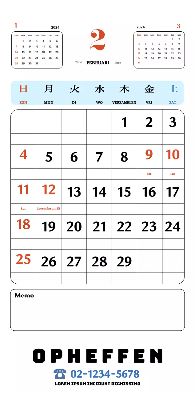 Rode en blauwe retro onderzetters memory kalender