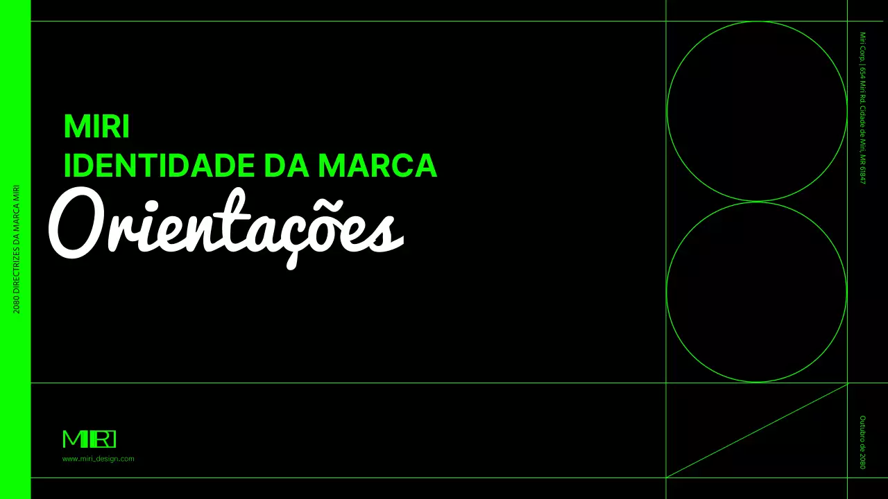 Directrizes de identidade da marca em formato de grelha verde-limão e preto