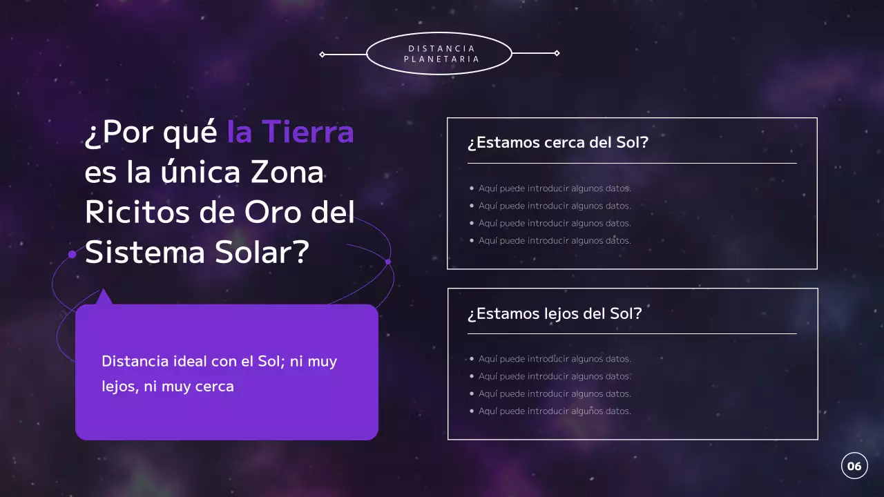 Explorar el universo, los planetas y la Tierra en púrpura y negro