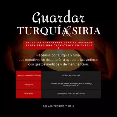 Ayuda de emergencia Turkiye en negro y rojo