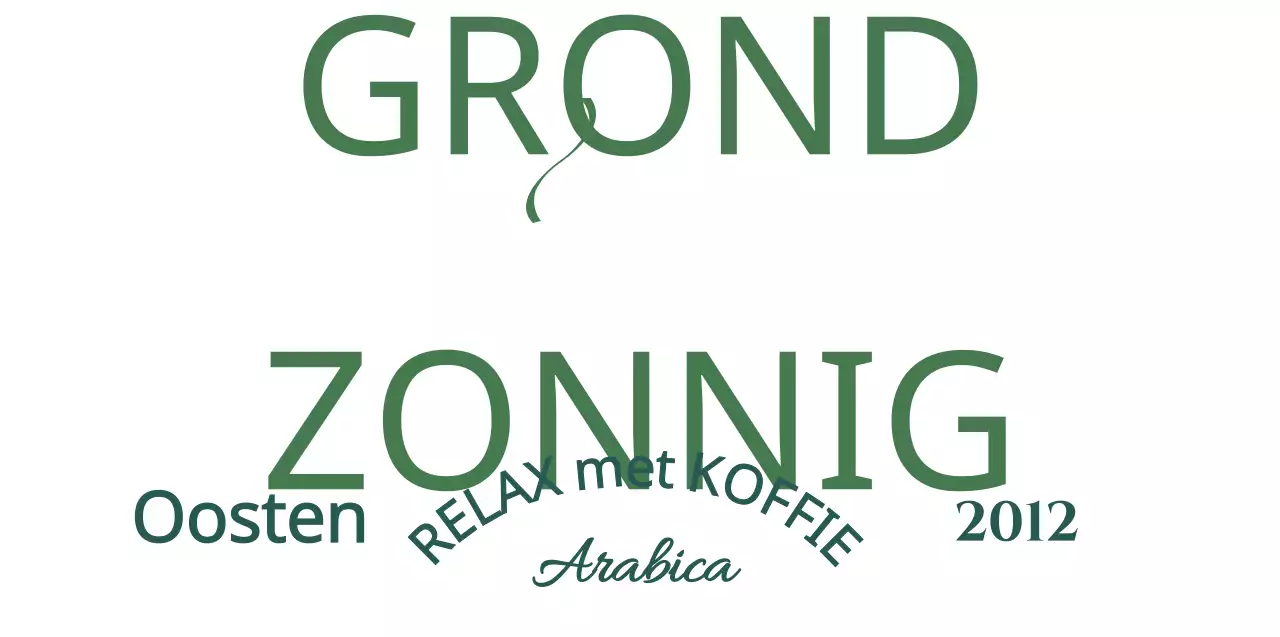 Café merchandise met donkergroene, luxe conceptuele tekst