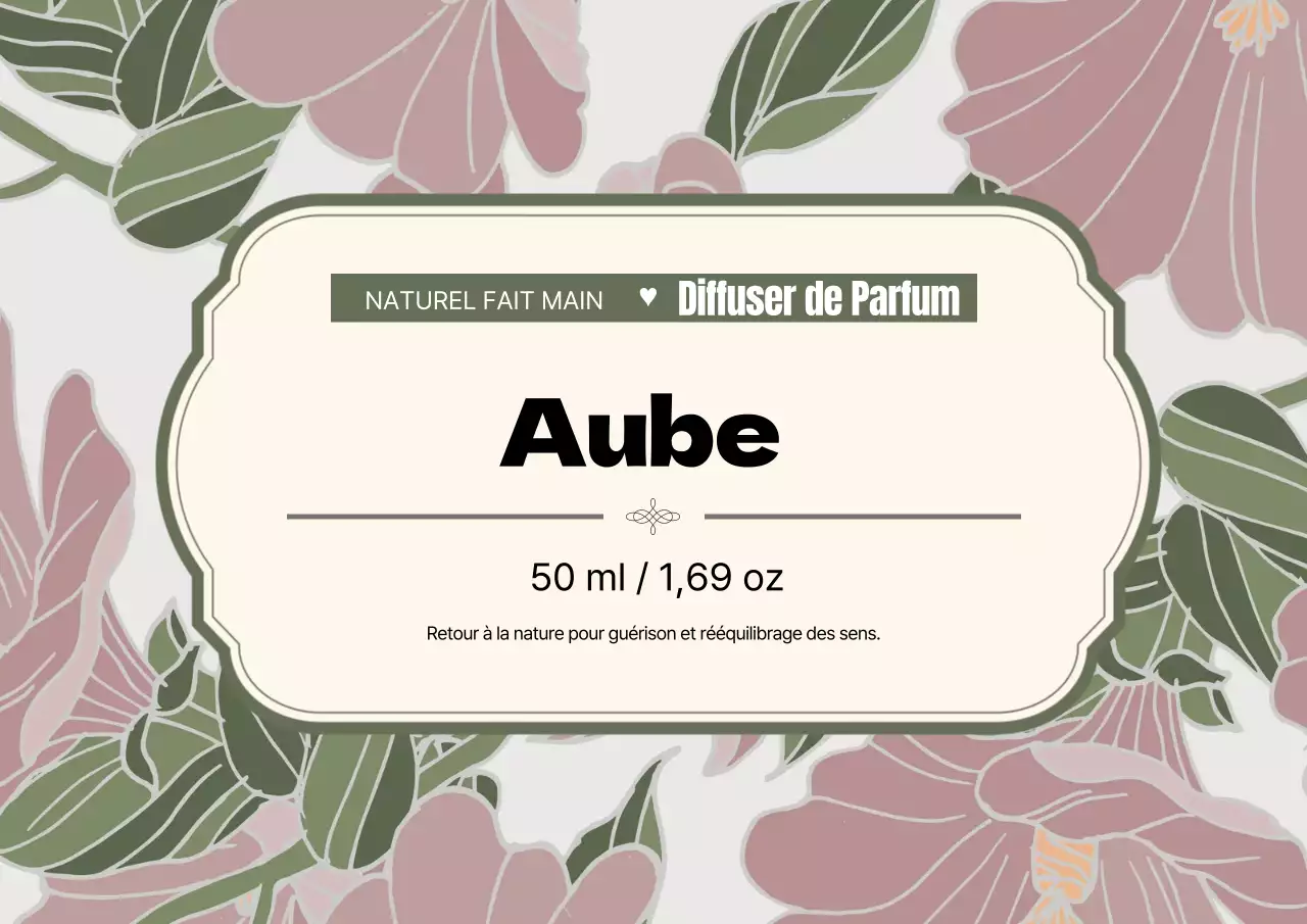 Étiquette de parfum vintage avec illustration verte.