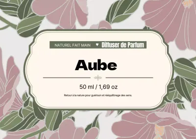 Étiquette de parfum vintage avec illustration verte.