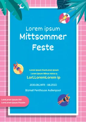 Niedlicher Werbeflyer für ein Sommermusikfestival in Rosa und Hellblau