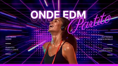 Playlist di musica EDM con motivo geometrico al neon viola