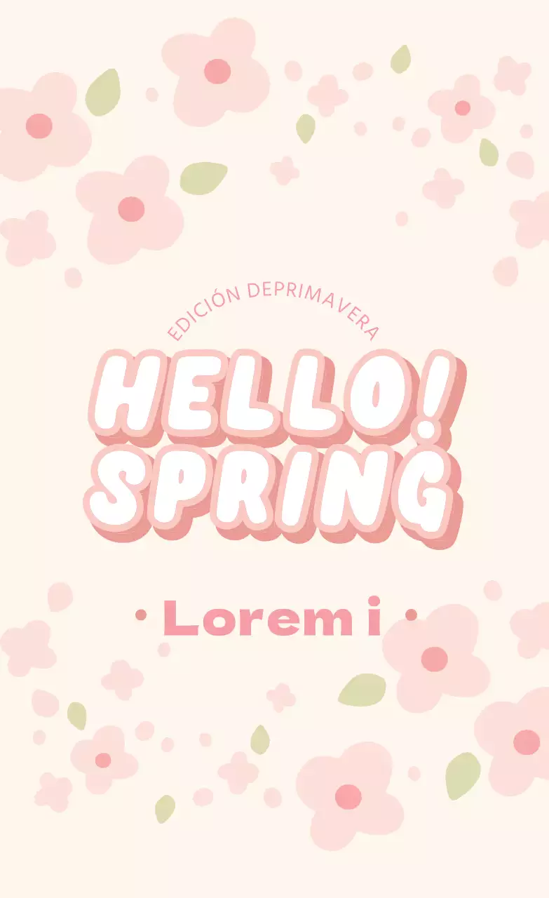 Etiqueta de primavera para cafetería con ilustración rosa