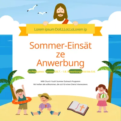 Förderung der Rekrutierung von Mitarbeitern für den Sommer vor der Kulisse des Meeres