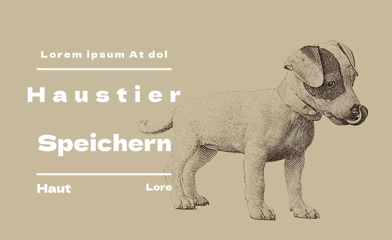 Beigefarbenes illustriertes Etikett einer Tierhandlung