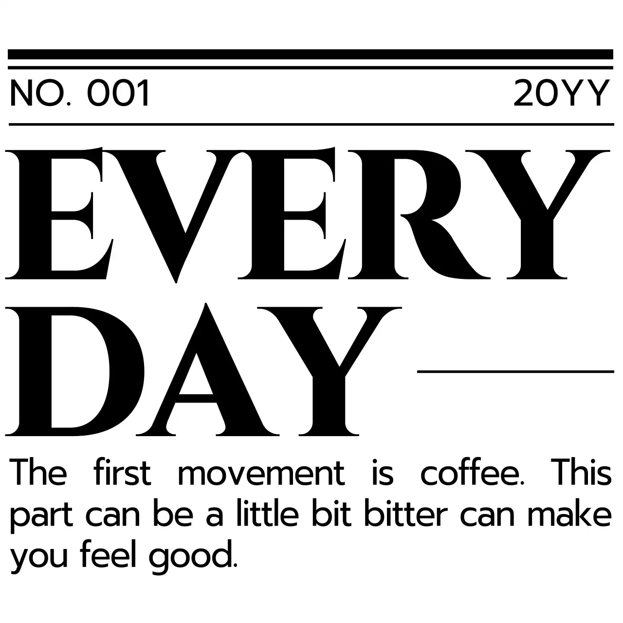 黒と白のシンプルですっきりとした新聞レイアウトコンセプトのパーソナルグッズ用。