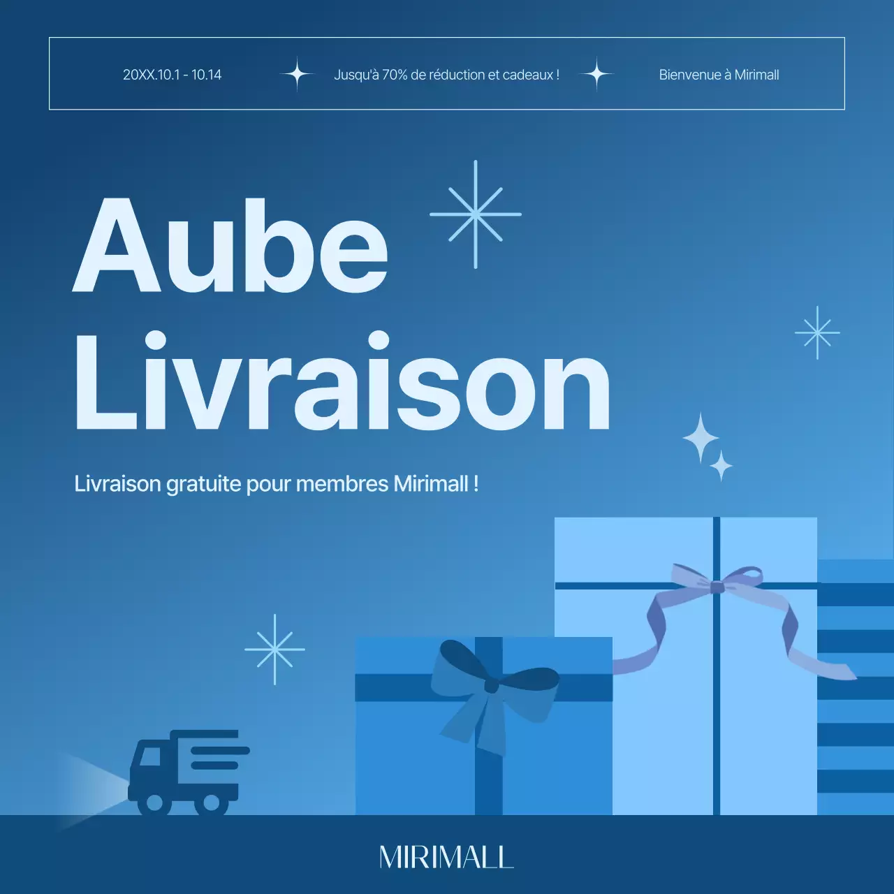 Promouvoir un simple avis de livraison matinal en bleu