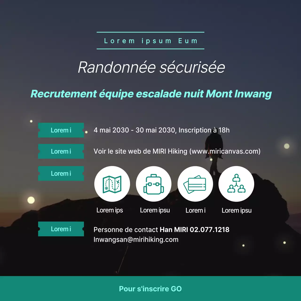 Recruter une équipe d'escalade nocturne de couleur menthe