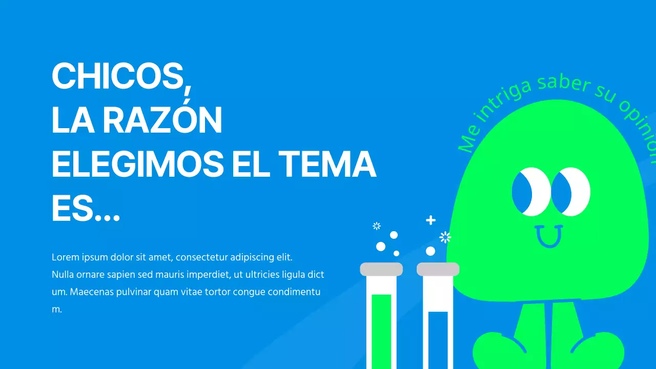 Simpático informe sobre un experimento científico en azul y verde lima