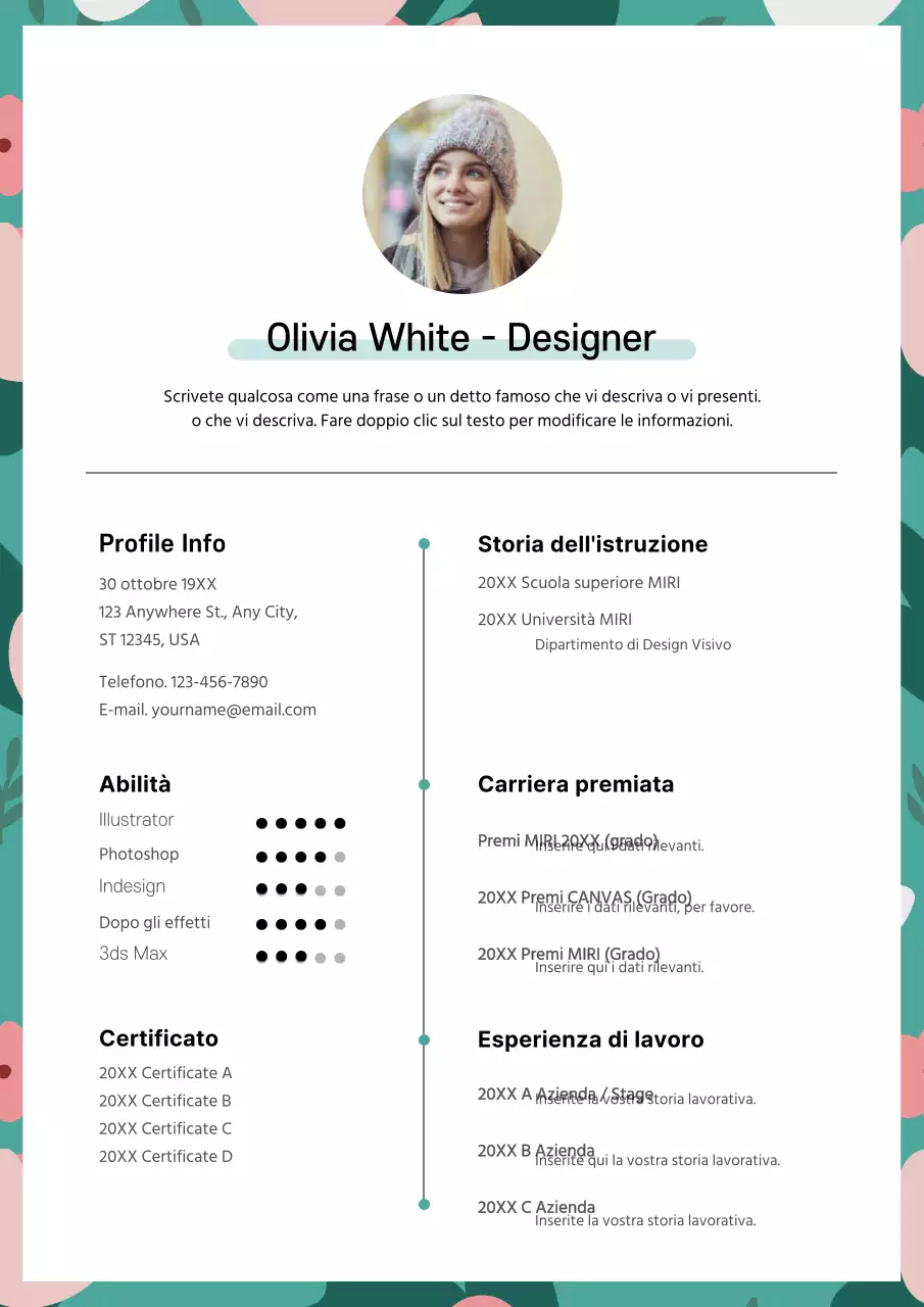 Curriculum pulito turchese