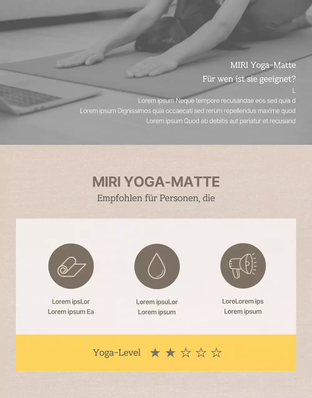 Fördern Sie natürliche braune und gelbe Yogamatten