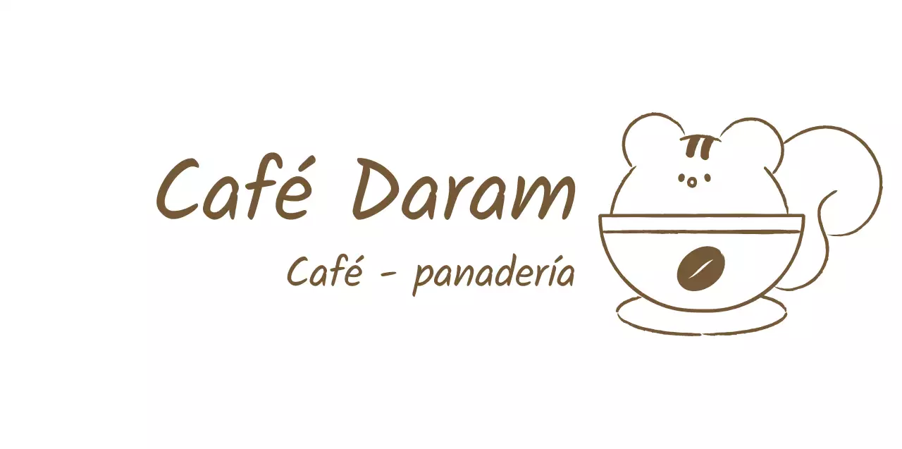 Mercancía de cafetería con una sencilla y simpática ilustración de una ardilla en marrón.