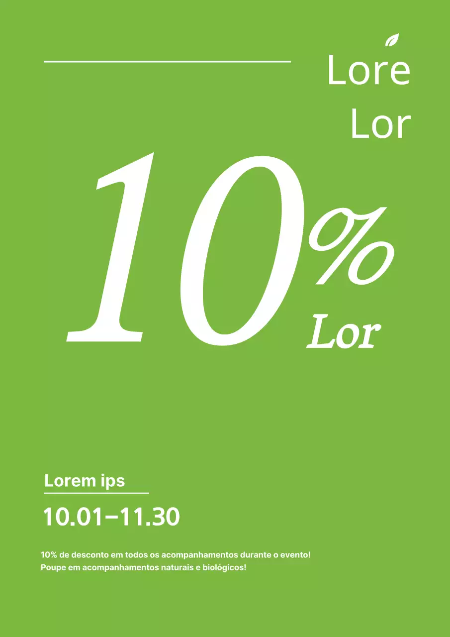 Um folheto simples e verde para promover um evento de venda de produtos agrícolas