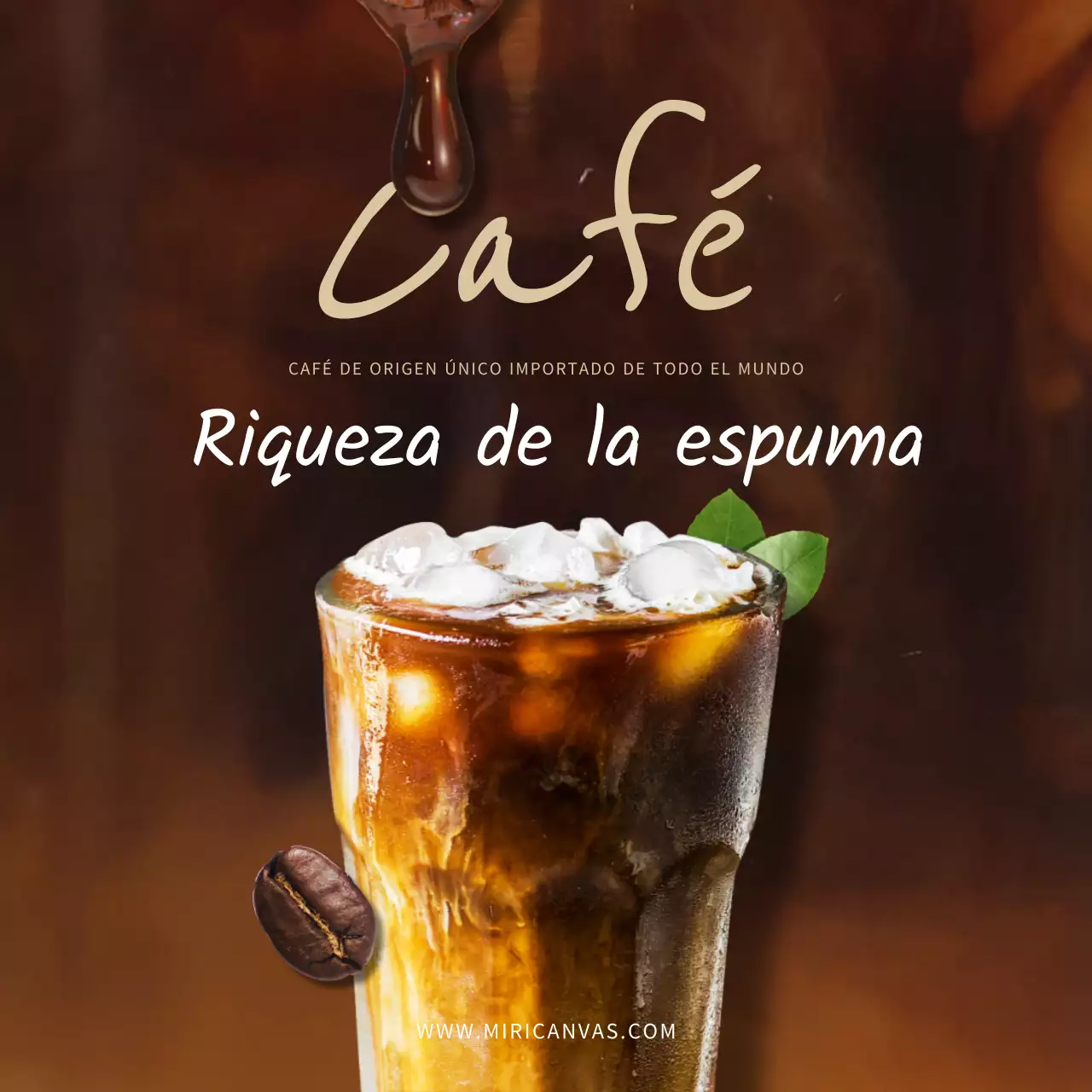 Video social media square con café marrón concepto publicitario