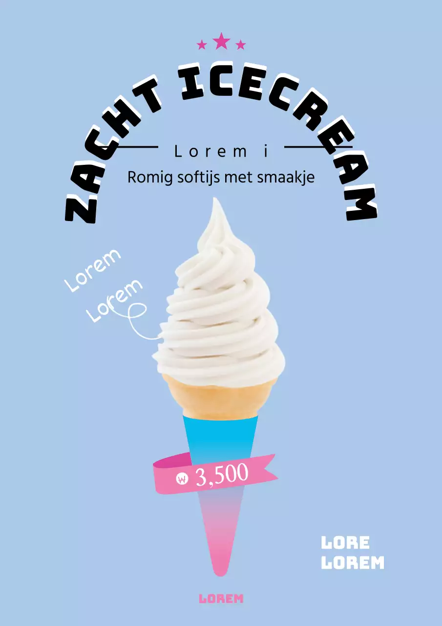 Promoot een eenvoudig ijsje in blauw en roze