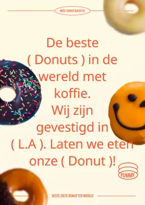 Poster voor donutbakkerij in beige en rood