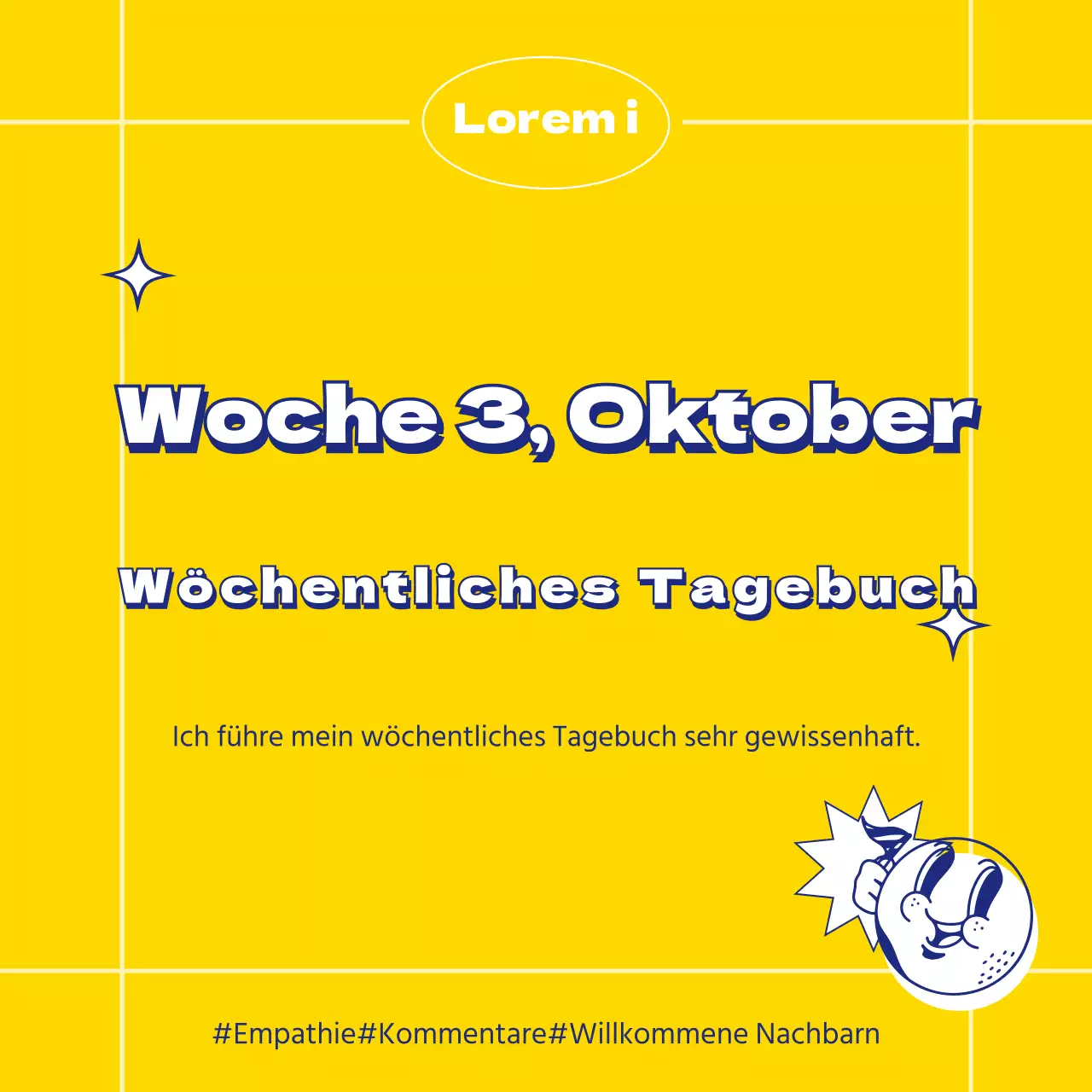 Kitschige gelbe und blaue Wochenkalenderhülle