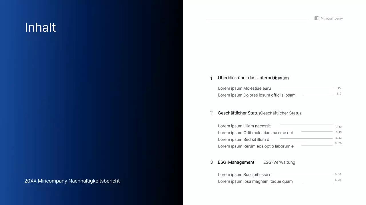 Einfache Unternehmensinfografik mit blauen und grünen Farbverläufen