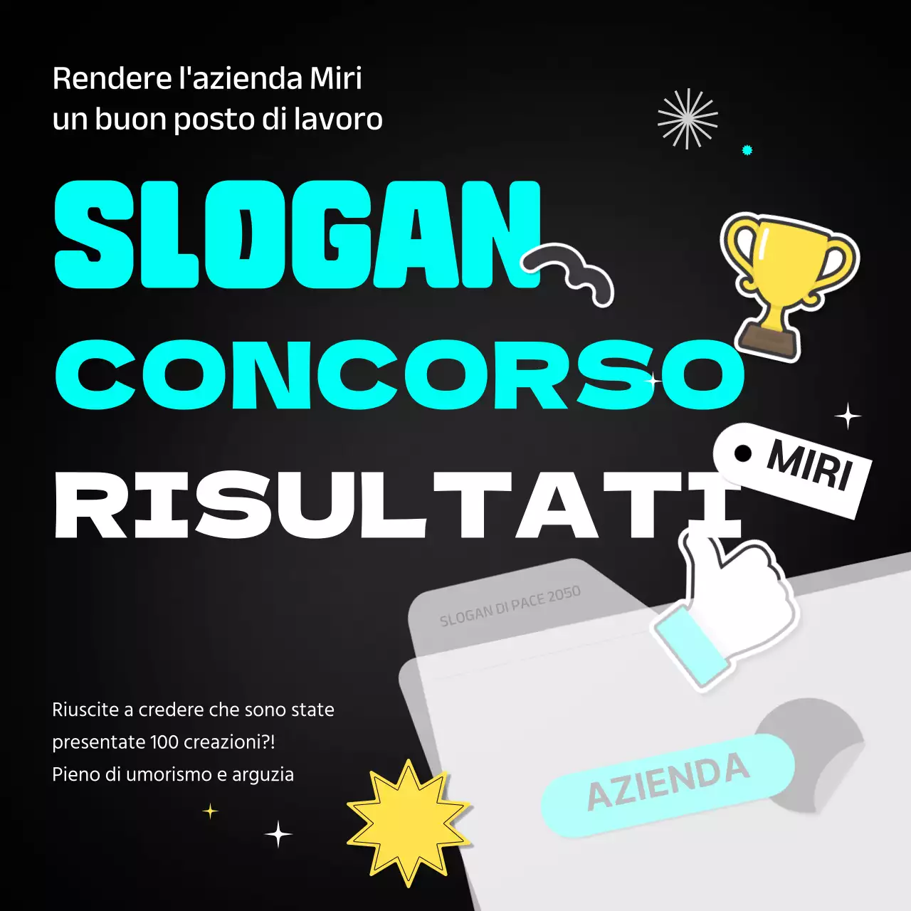 Annunciati i vincitori degli slogan in bianco e nero con puntini azzurri e gialli CardNews