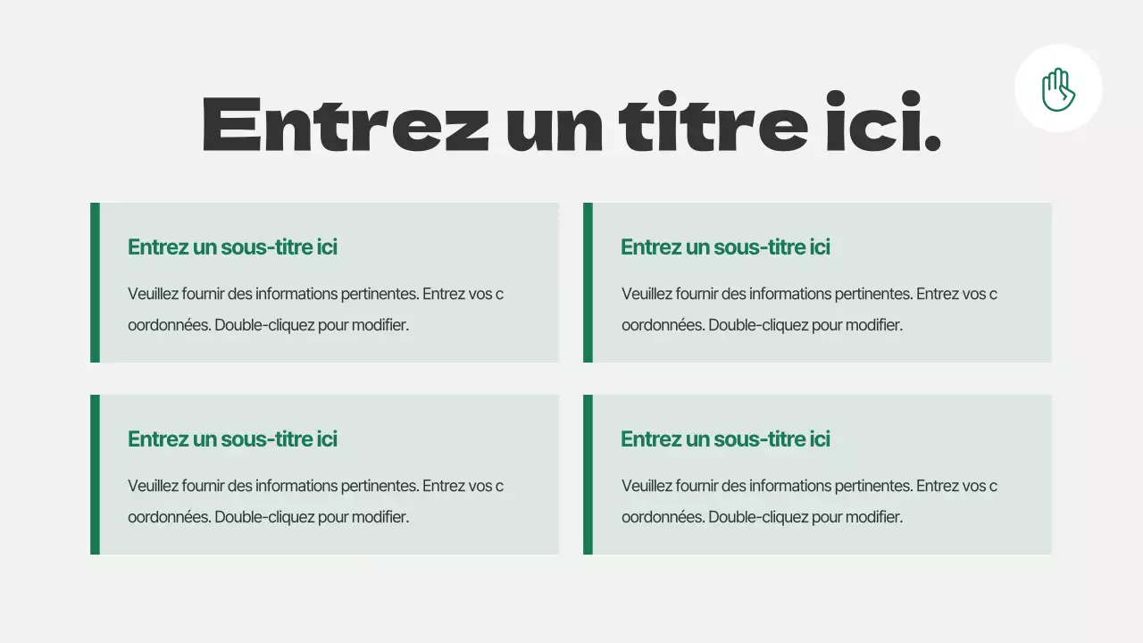 Graphique conceptuel SWOT épuré en gris clair et vert