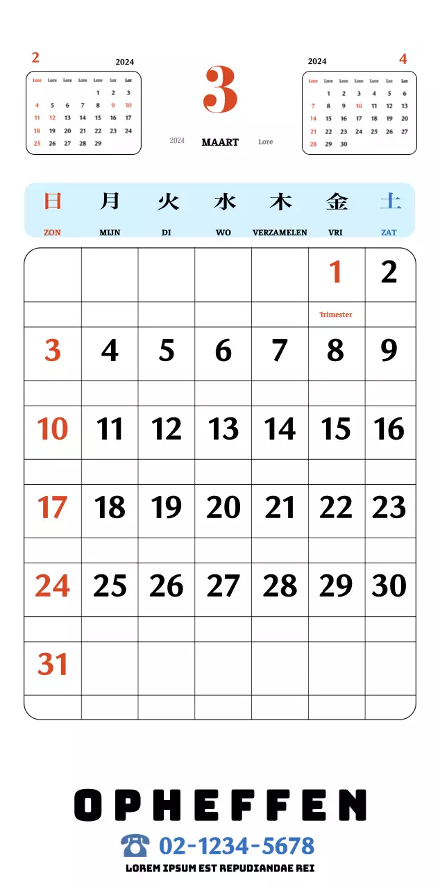 Rode en blauwe retro onderzetters memory kalender