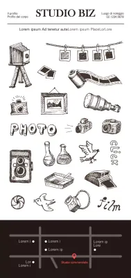 Stile pulito ed emozionale in nero e rosso per un'illustrazione promozionale di uno studio.