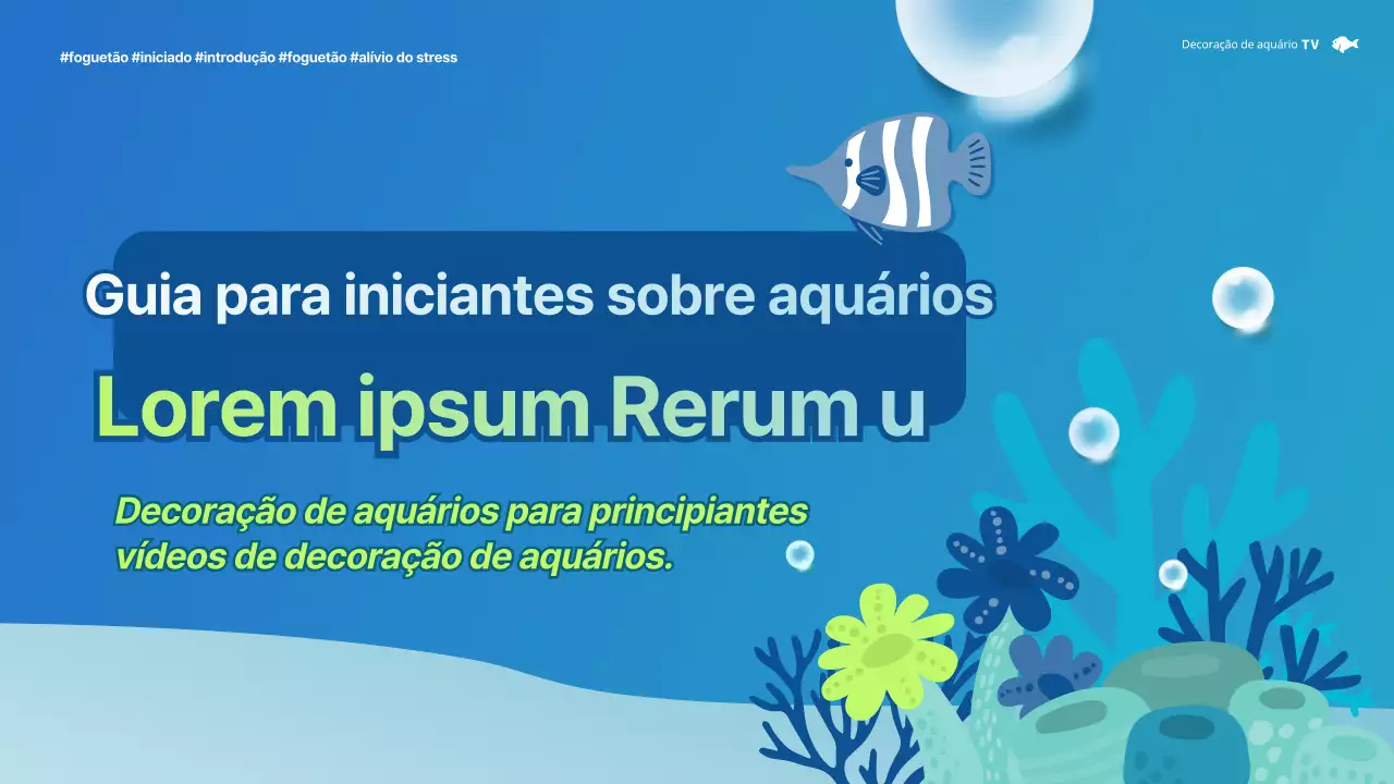 Tema do guia introdutório do aquário de peixes giro em azul claro e chartreuse