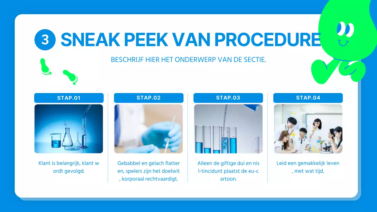 Schattig Karakter Wetenschappelijk Experimentverslag in Blauw en Lime Groen