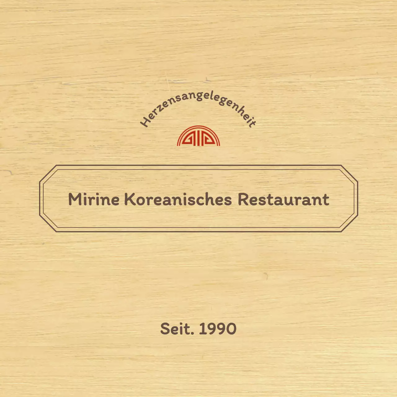 Koreanisches Restaurantdesign mit einer klaren konzeptionellen Umrandung in Braun und Rot