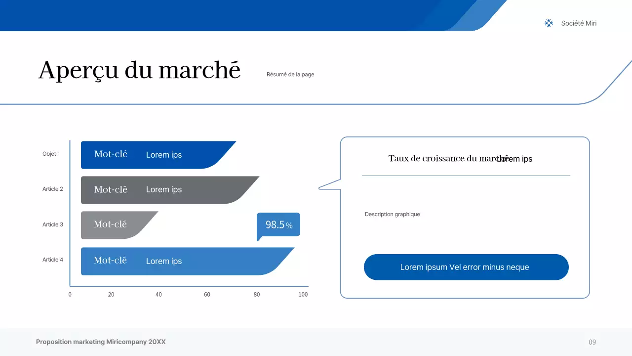 Une présentation d'entreprise simple dans les tons bleu et gris
