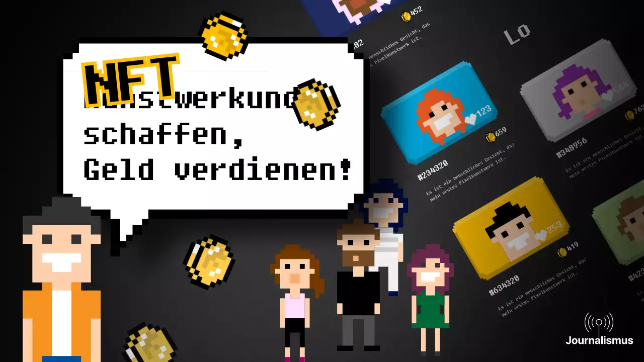 Wie man mit schwarzer Pixelkunst Geld verdient Konzept NFTs YouTube thumbnail