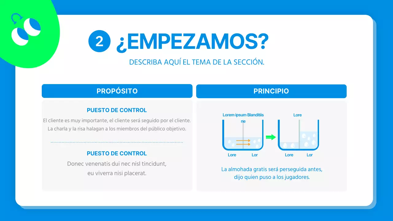 Simpático informe sobre un experimento científico en azul y verde lima