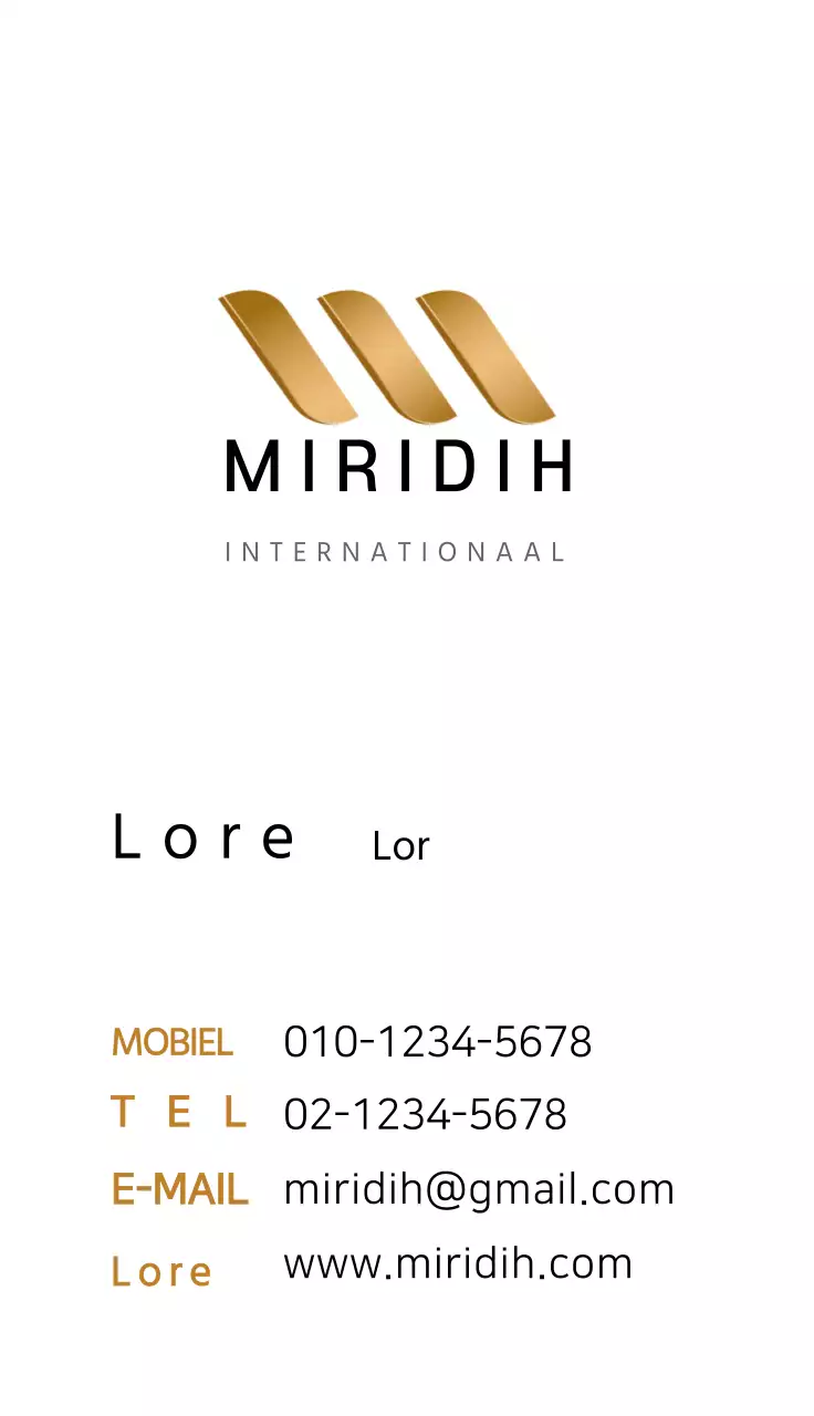 Algemeen gevorderd visitekaartje