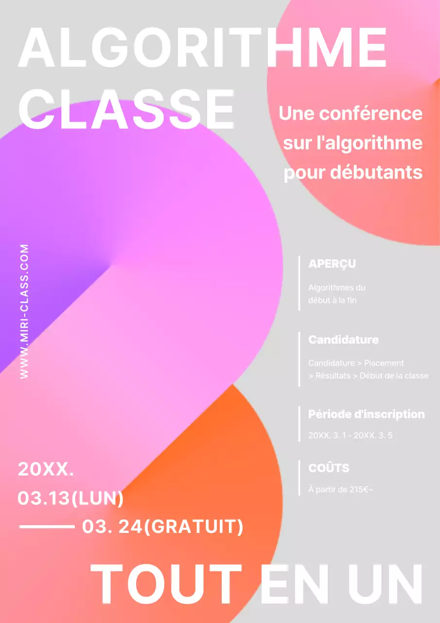 S'inscrire à la classe d'algorithme de gradient violet et orange