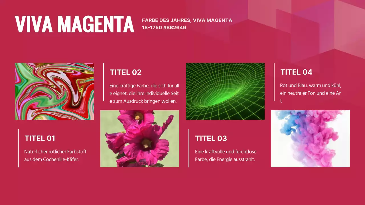 Einfache Magenta und Rosa Farbe Trend Prognose Plan für dieses Jahr