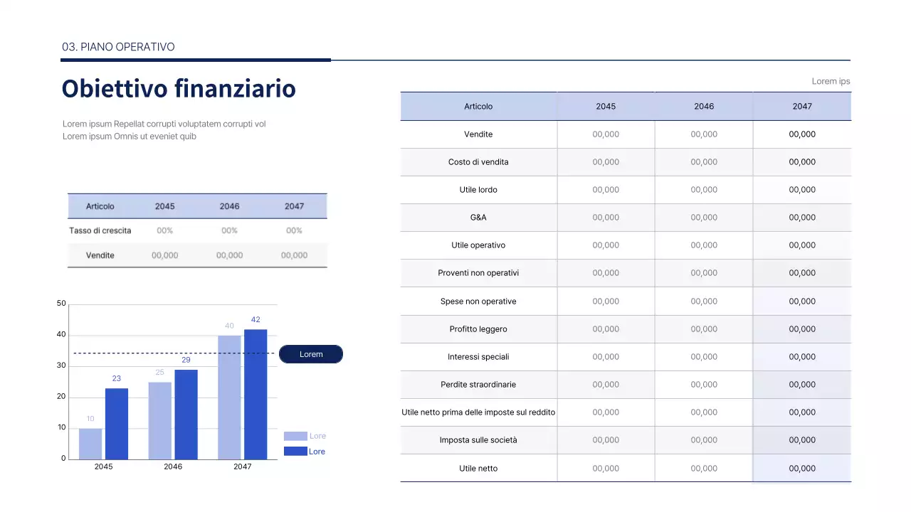 Un nuovo piano aziendale pulito e blu