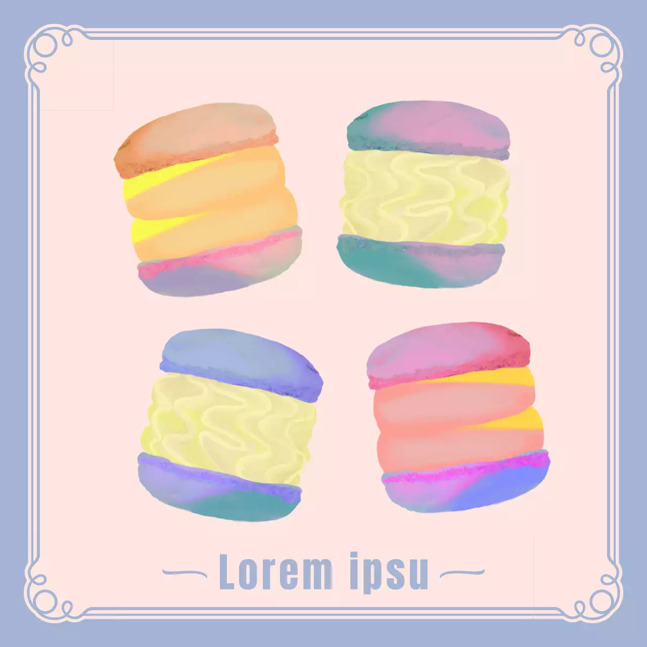 Mauve Illustrated Macaron Cafe